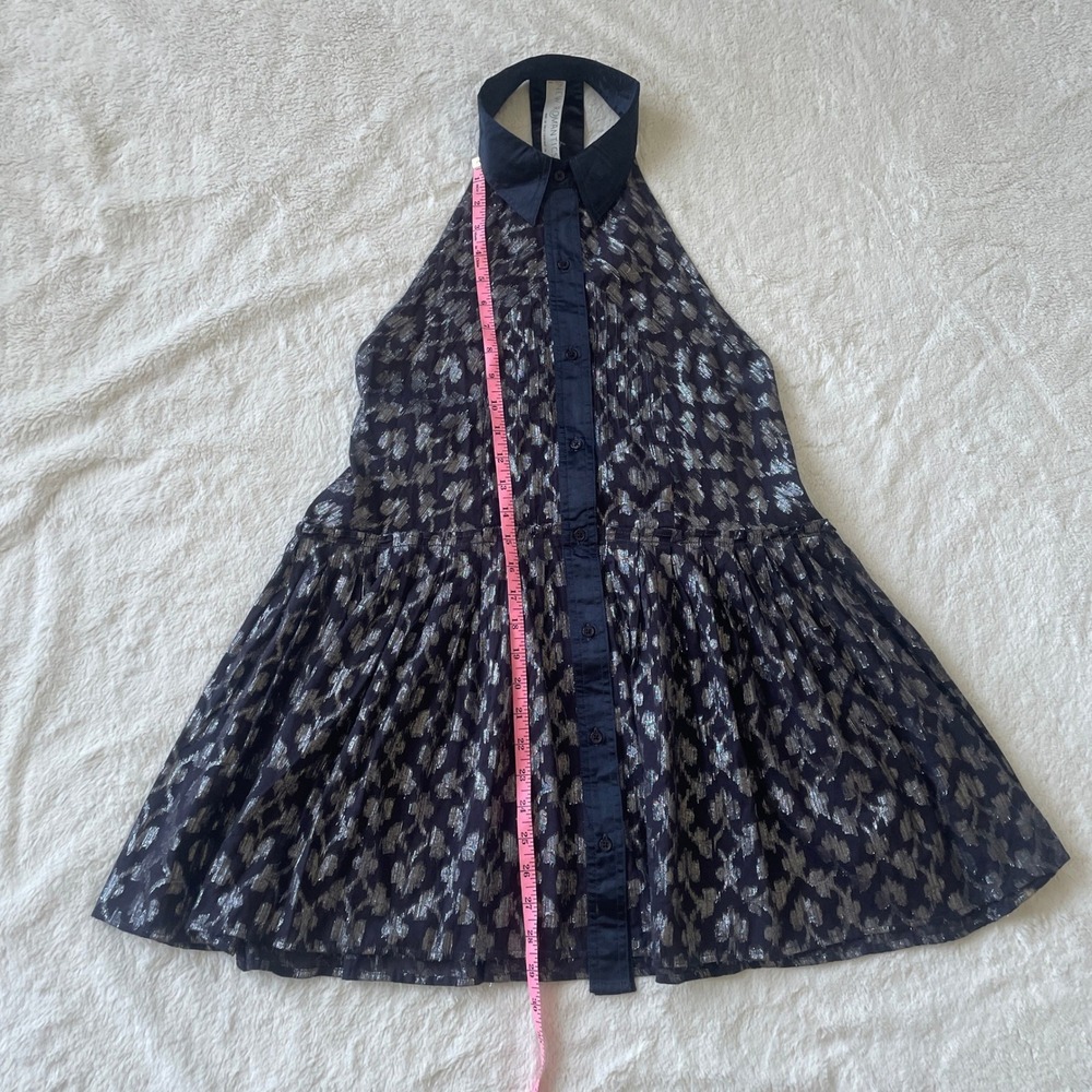 NWT Free People New Romantics Night Comb Metallic Navy Silver Mini Dress Size XS - Picture 7 of 10